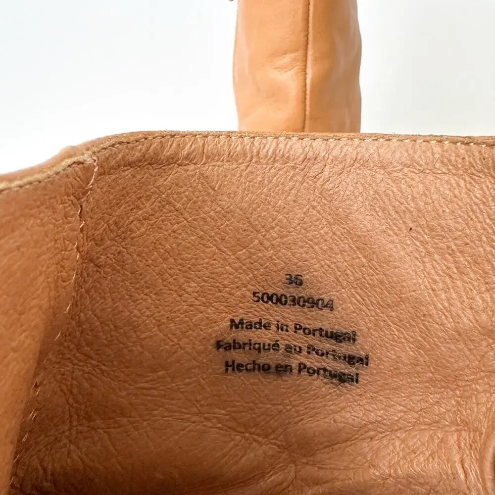 Free People Nicola Chunky Leather Booties SZ 6/36 Tan Block Heel Ankle Boots Zip - Picture 9 of 12